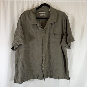 Batik Bay 100% Silk Shirt Men's 2XB Green Palm Tree Print Button Up Collared